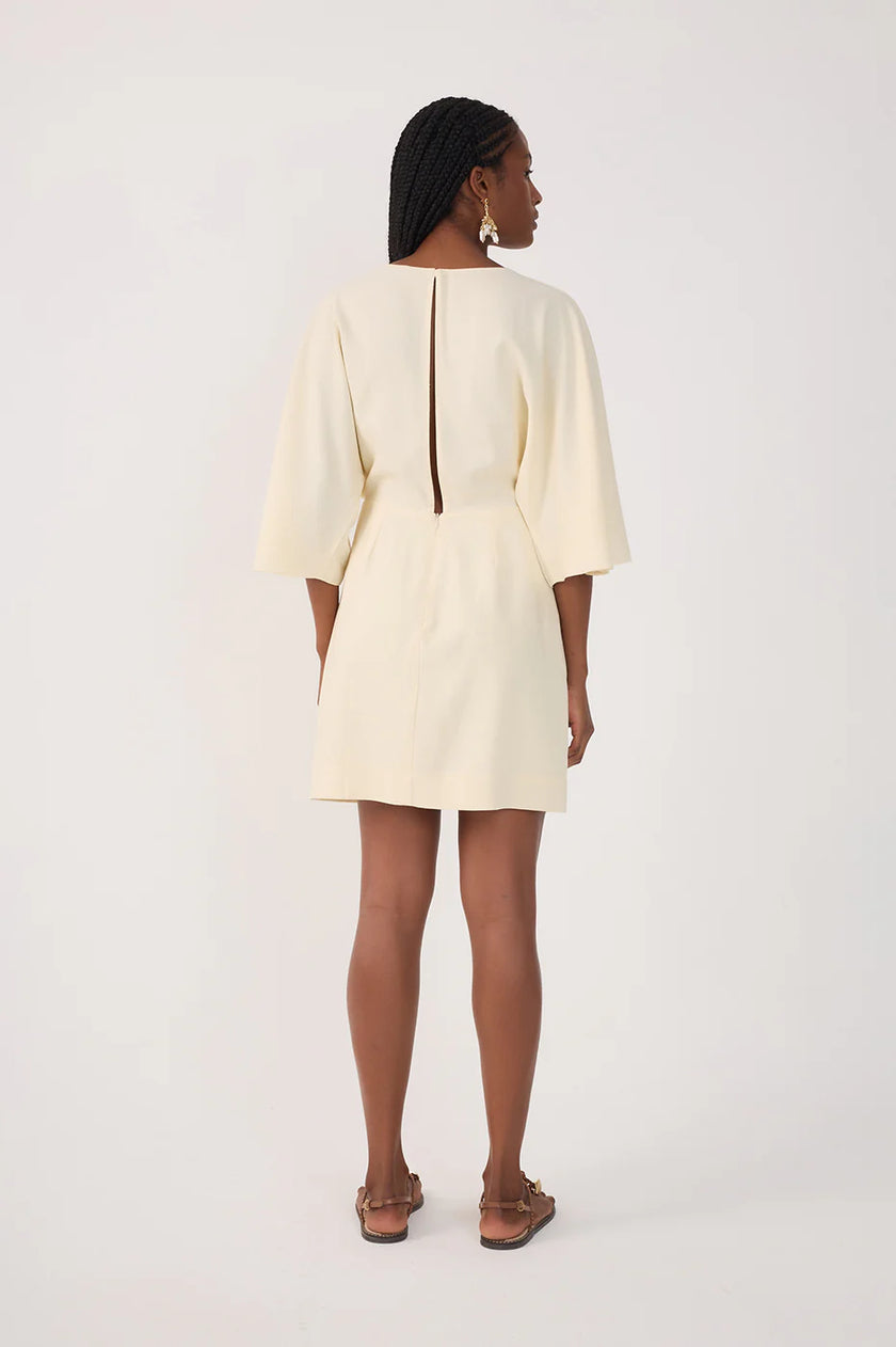 Dress To| Beige Front Knot Kimono Sleeve Mini Dress