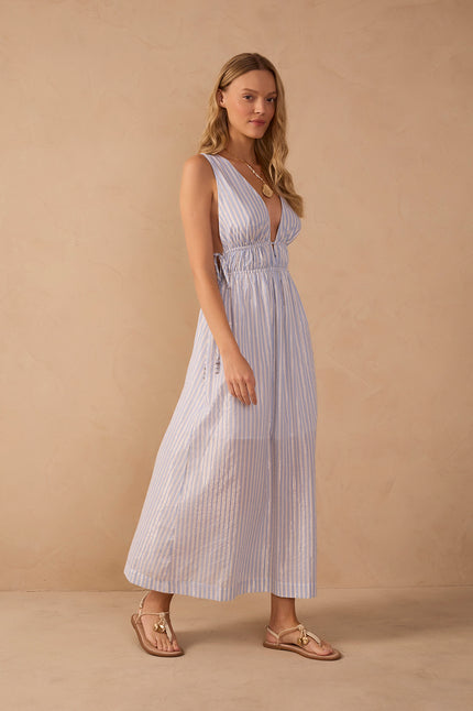Dress To | Blue Lurex Stripe Dress