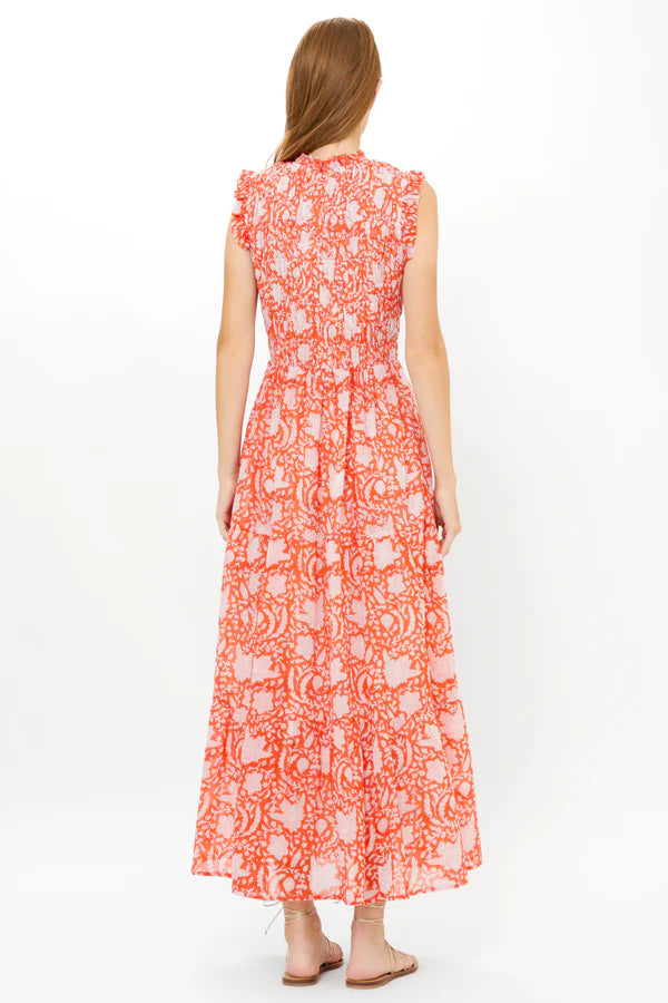 Oliphant | Sleeveless Smocked Maxi Dress