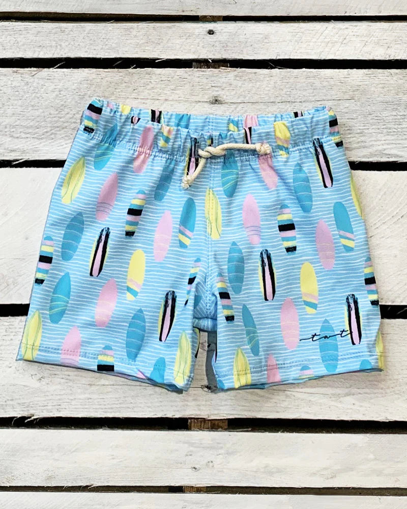 TideWaterTots| Surf's Up Boys Swim Trunks