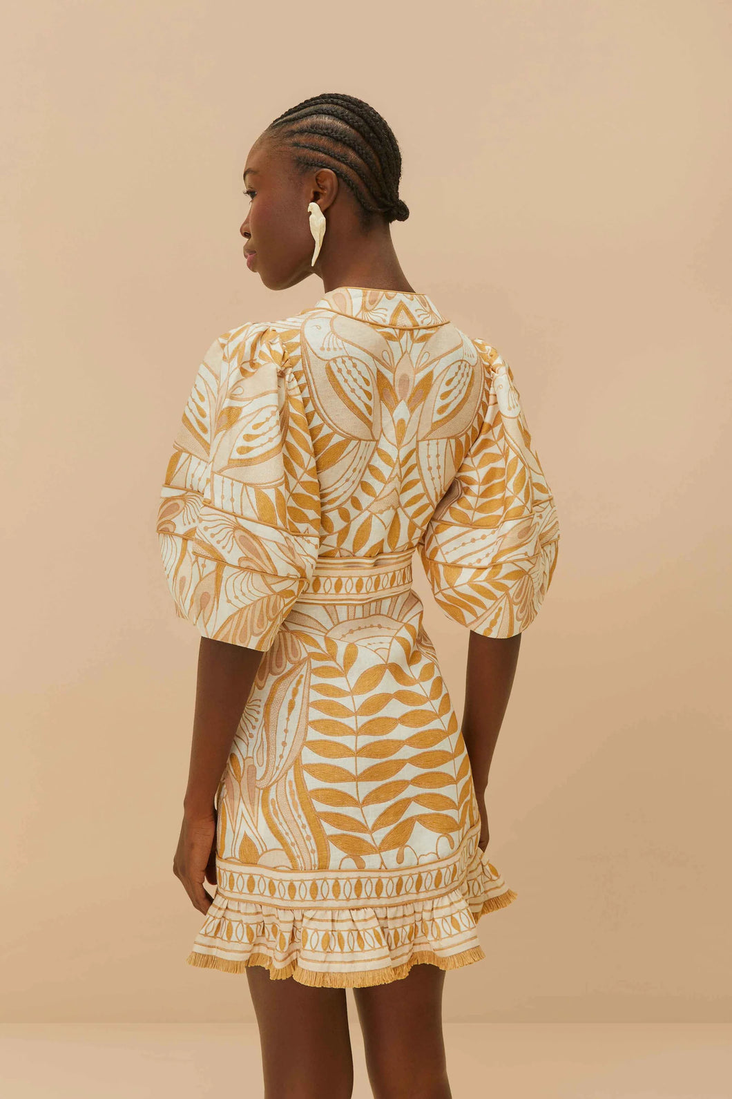 Farm Rio | Off-White Lace Nature Mini Dress