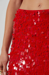 Astr | Amos Red Sequined Skirt