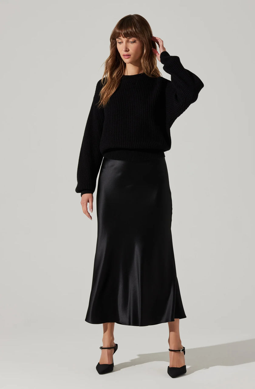 Astr | Windey Black Satin Skirt