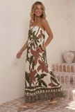 SundayUp | Tropical Print Strapless Maxi Dress