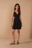 Dress To | Black Beaded Hem Linen Dress