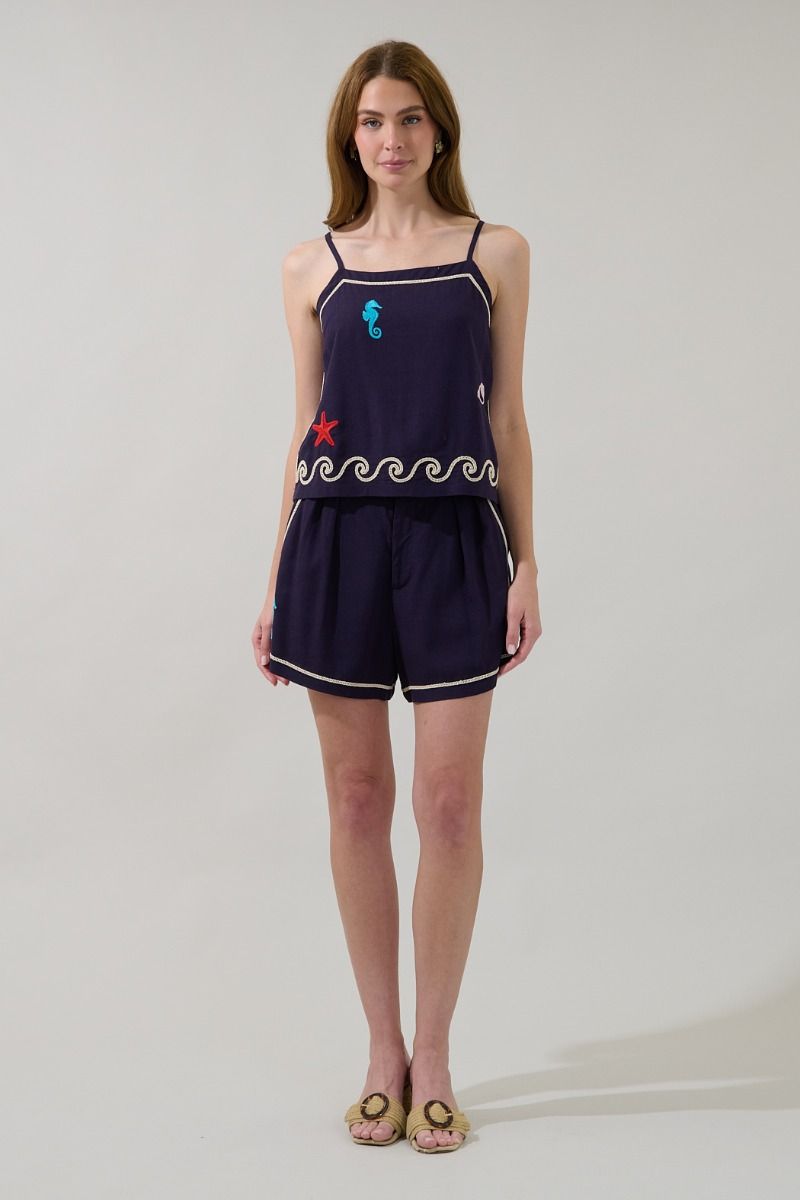 Sugarlips | Marine Embroidered Seahorse Cami Top