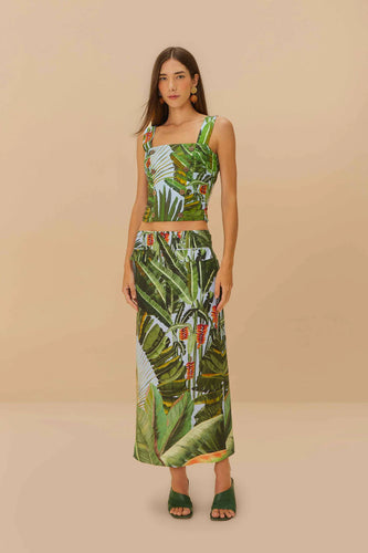 Farm Rio | Amazonia Forest Blue Maxi Skirt