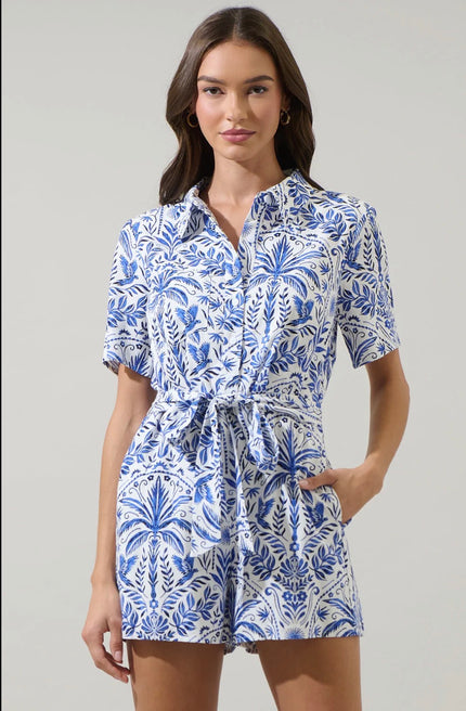 Sugarlips | Romina Tropical Soria Button Up Romper