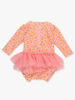 Ruffled Butts| Pink Leopard Tulle Skirted One Piece Rash Guard
