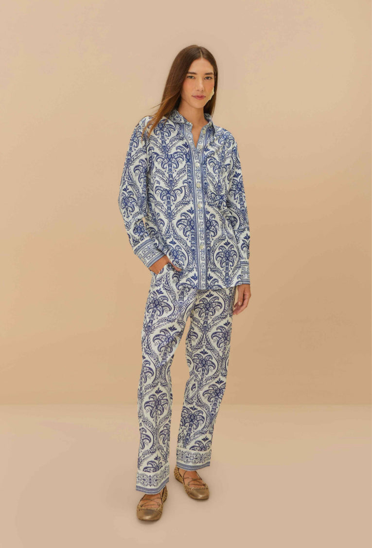 Farm Rio | Off-White Tropical Cameo Pajama Shirt