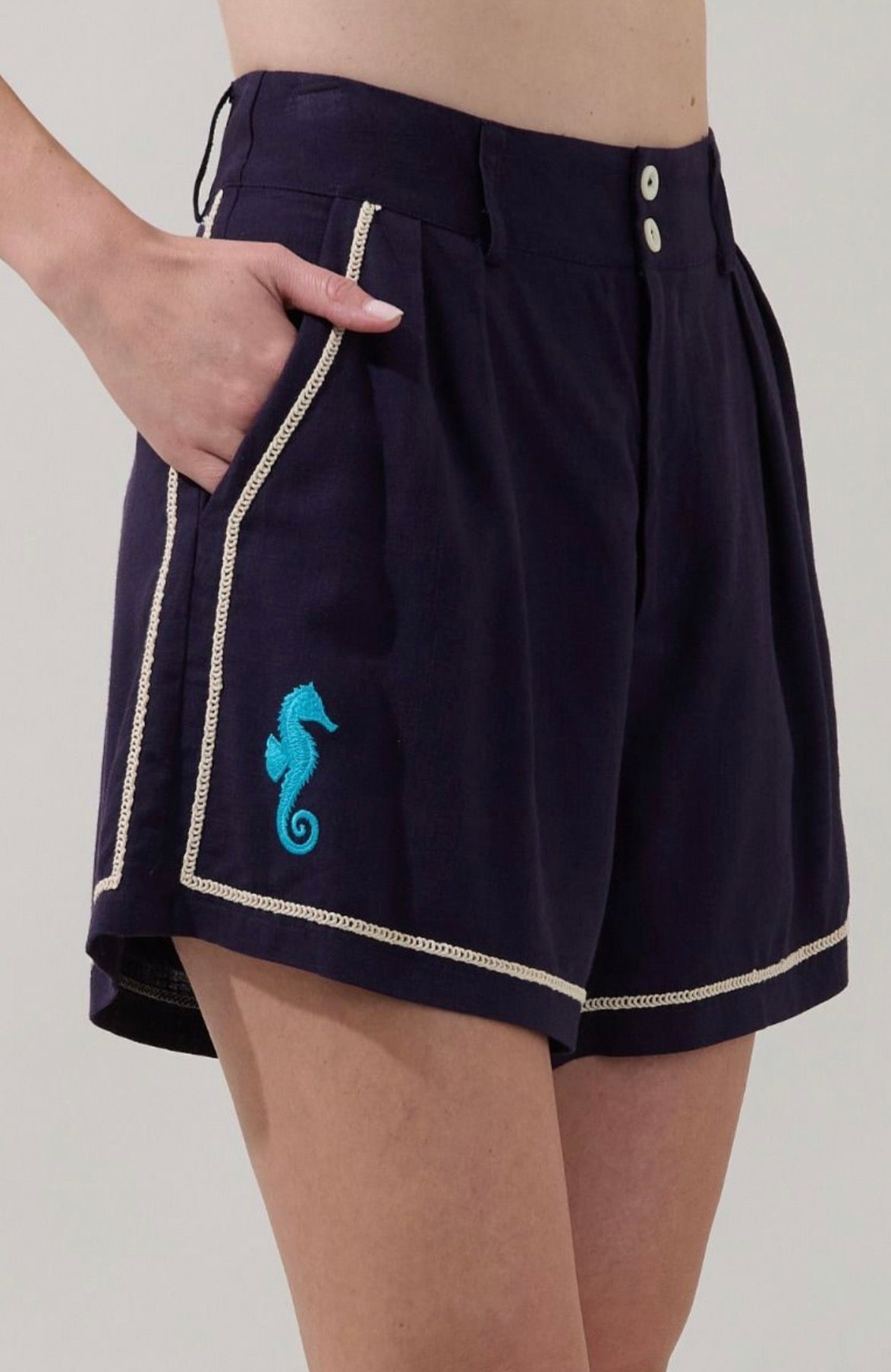 Sugarlips | Marine Seahorse Embroidered Shorts