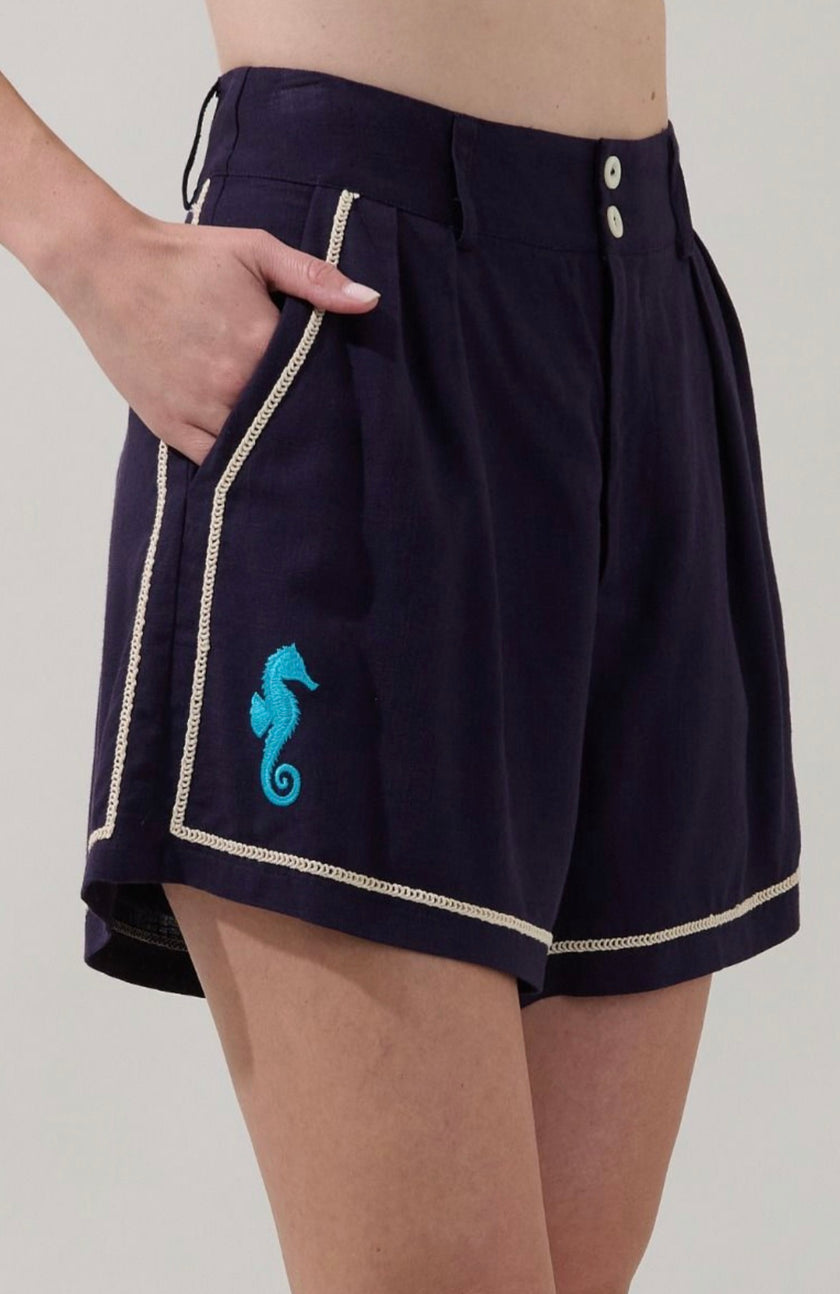 Sugarlips | Marine Seahorse Embroidered Shorts