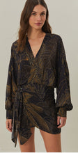 Farm Rio | Golden Foliage Long Sleeve Wrap Minidress