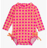 Rufflebutts | Neon Sherbet Cane Long Sleeve Girls Rash Guard Swimsuit
