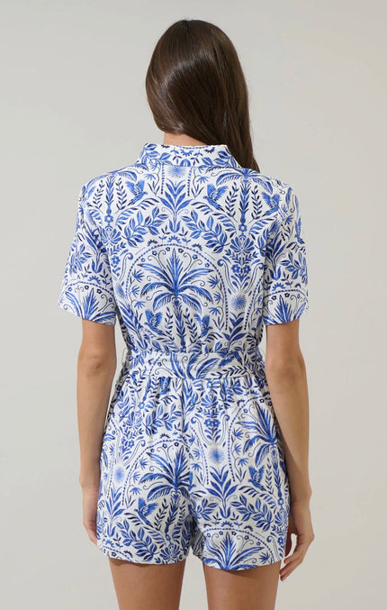Sugarlips | Romina Tropical Soria Button Up Romper