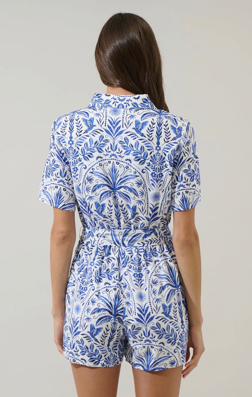 Sugarlips | Romina Tropical Soria Button Up Romper