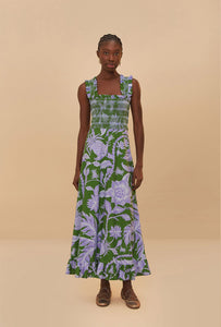 Farm Rio | Green Tropical Swing Sleeveless Midi Dress