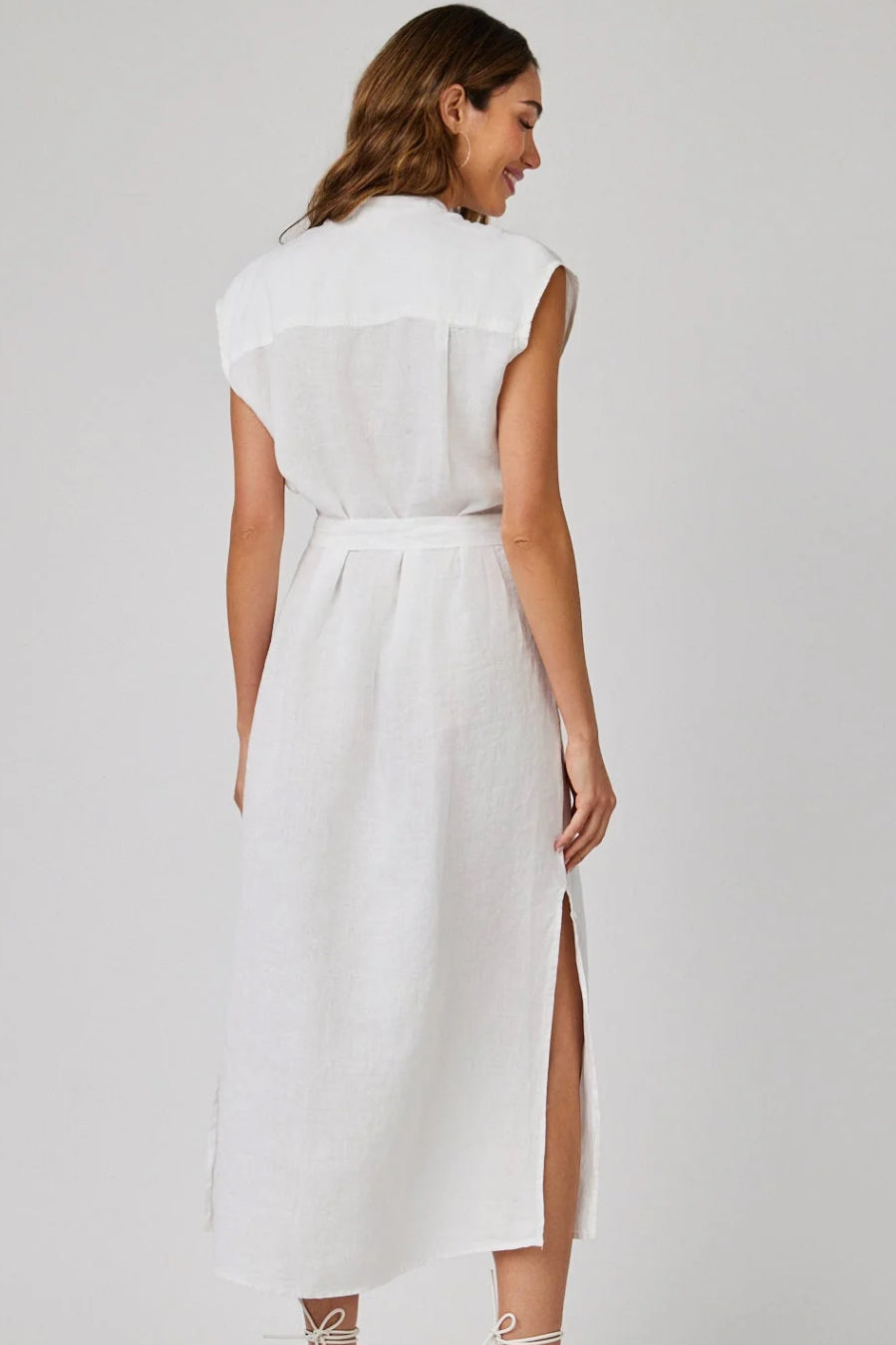 Bella Dahl | Linen Cap Sleeve Button Front Midi Dress
