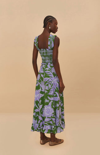Farm Rio | Green Tropical Swing Sleeveless Midi Dress
