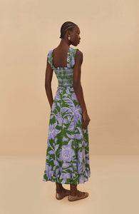 Farm Rio | Green Tropical Swing Sleeveless Midi Dress