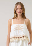 Sugarlips | Biela Palm Tassel Trim Crop Top