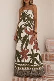 SundayUp | Tropical Print Strapless Maxi Dress