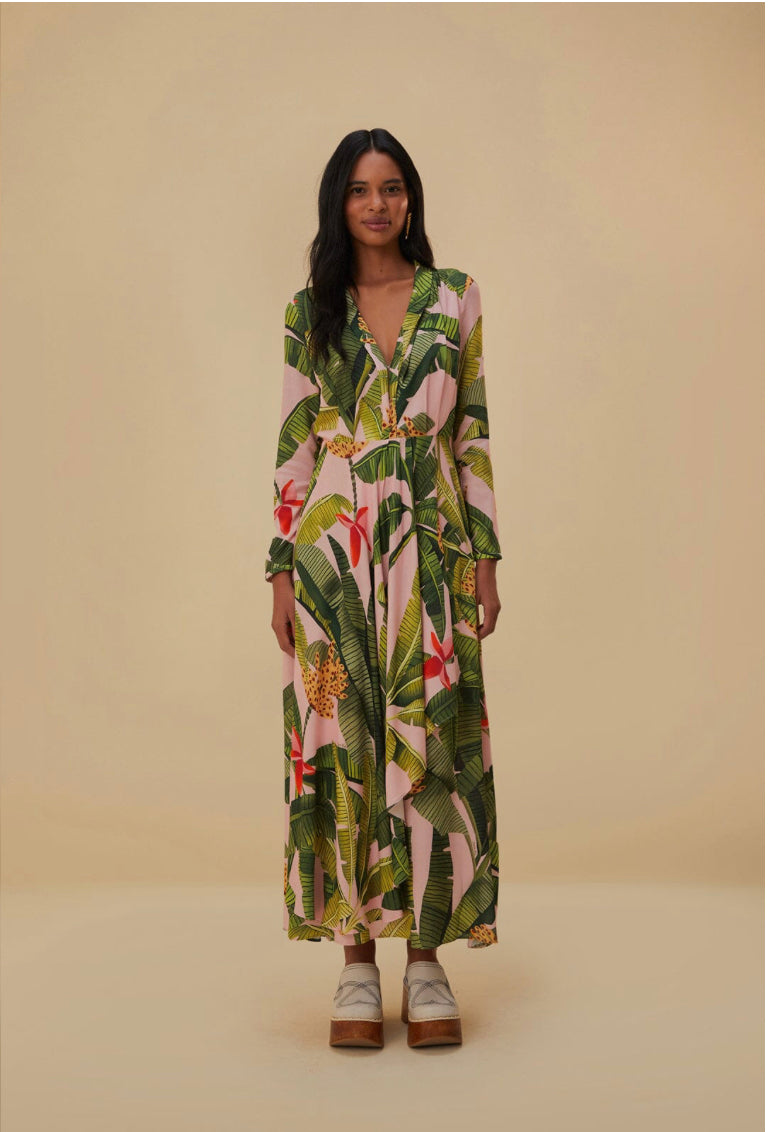 Farm Rio | Pink Banana Leaves Maxi Dress