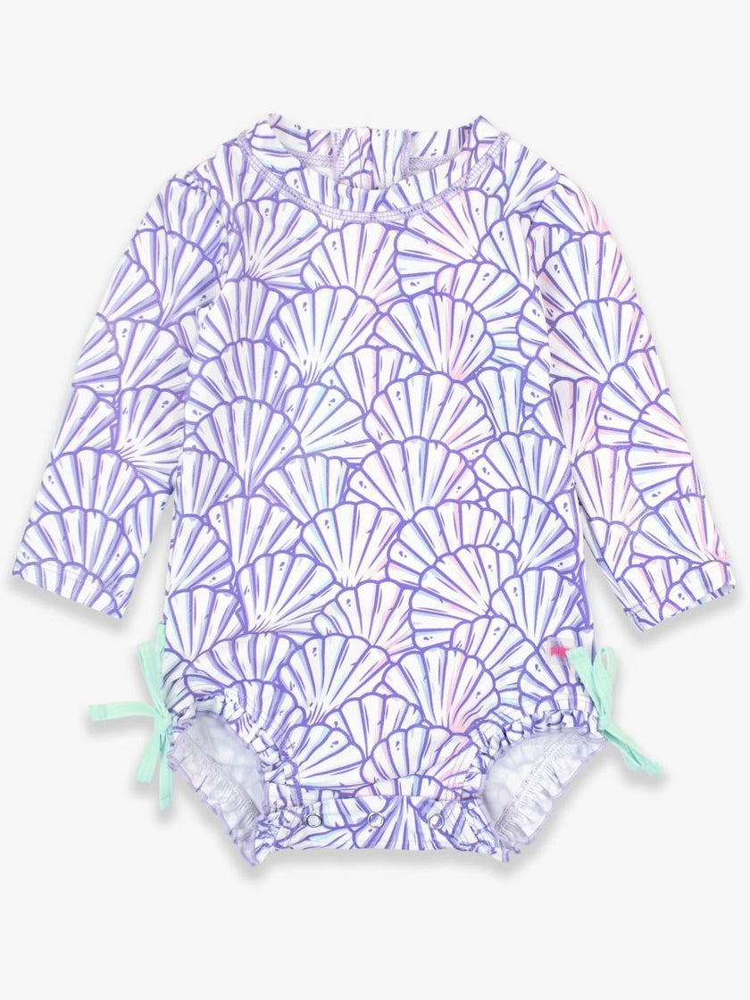 Ruffle Butts | Long Sleeve One Piece Rash Guard Swim Suit With Ruffles