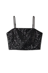 NFD | Black Sequin Crop Top