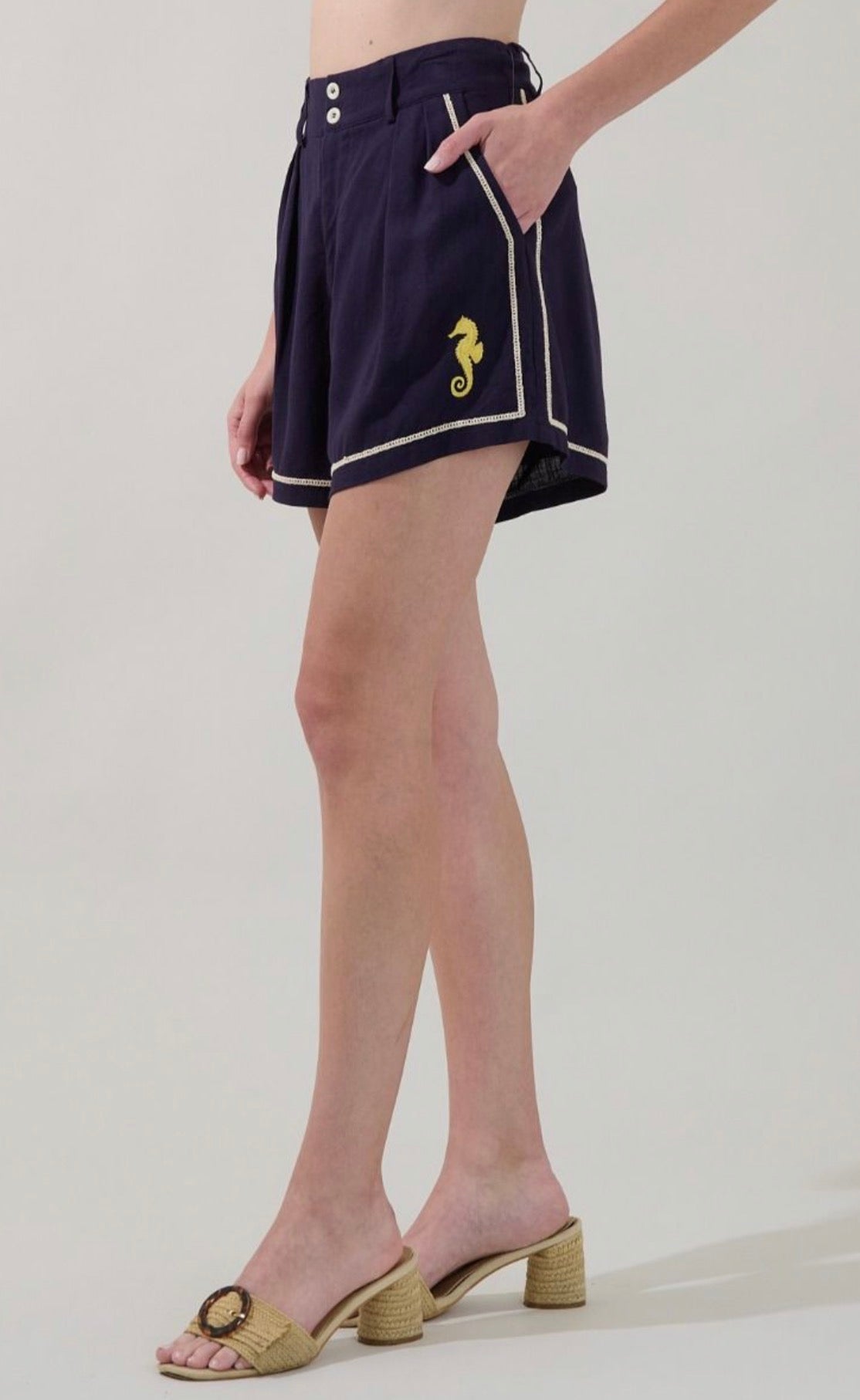 Sugarlips | Marine Seahorse Embroidered Shorts