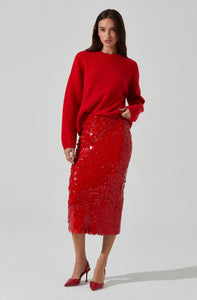 Astr | Amos Red Sequined Skirt