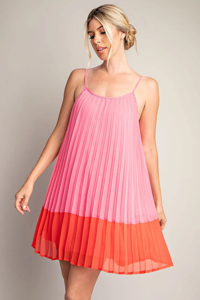 Glam | Color Block Pleated Dress