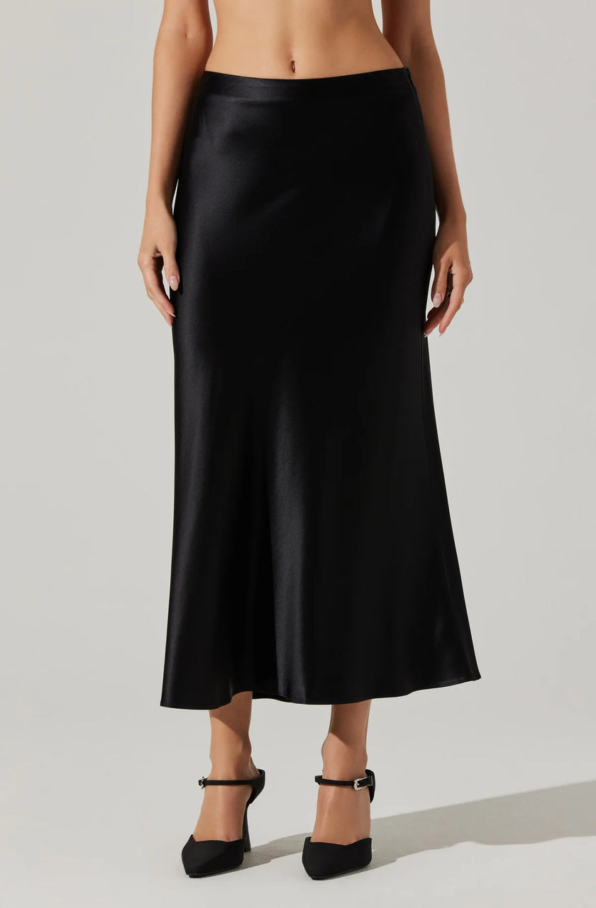 Astr | Windey Black Satin Skirt