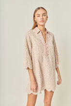 English Factory | STRIPED EMBROIDERED SCALLOP HEM SHIRT MINI DRESS