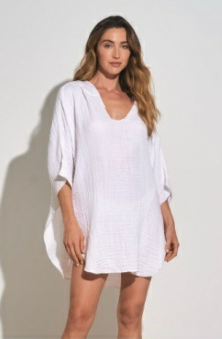 Elan | V-Neck Gauze Hoodie Coverup