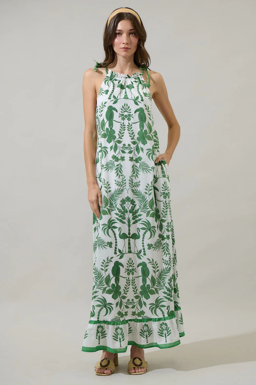 Sugar Lips | Kimana Floral Halter Neck Maxi Dress