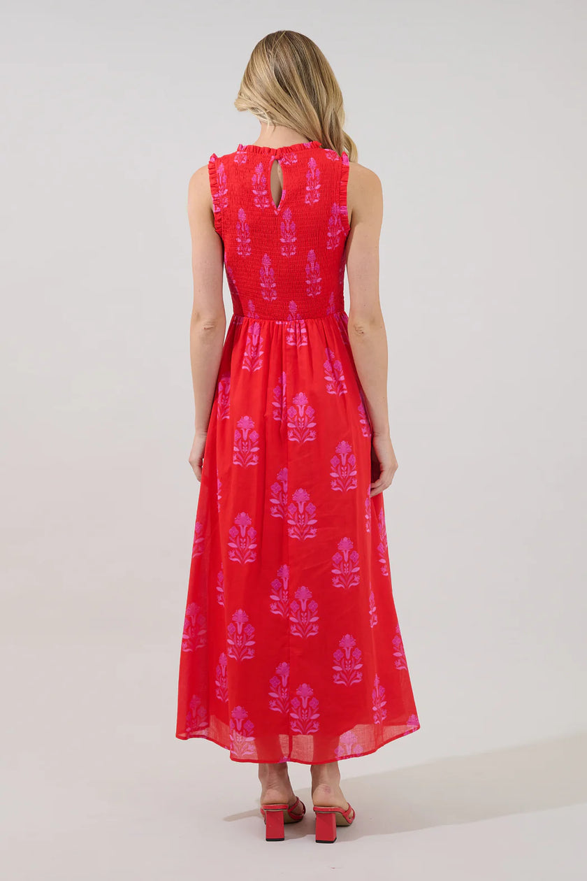 Sugar Lips | Cecil Smocked Sleeveless Midi Dress Artisan