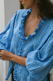 LJC | Olive Ruffle Shirt Striped