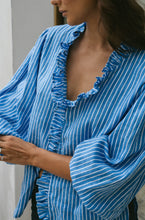 LJC | Olive Ruffle Shirt Striped