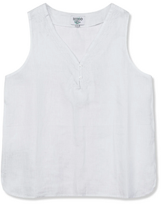 HIHO | Sleeveless White Linen Top