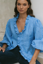 LJC | Olive Ruffle Shirt Striped