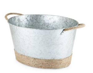 True Brands | Jute Rope Wrapped Galvanized Tub