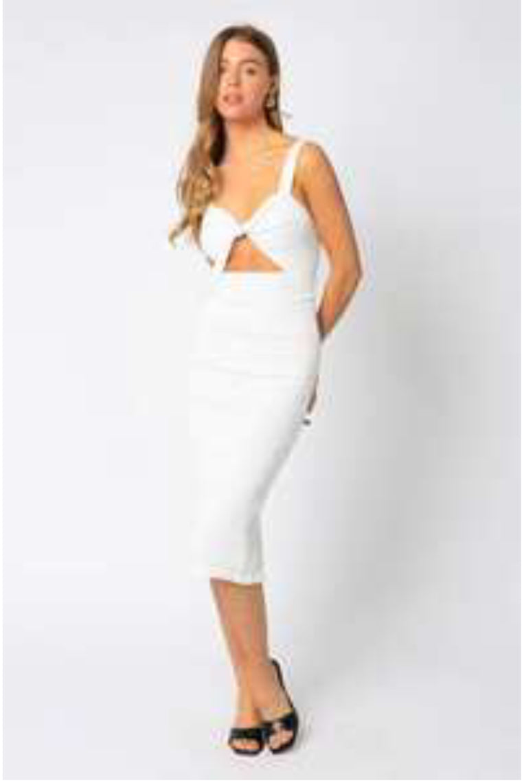Olivaceous | Cut Out Midi Dress