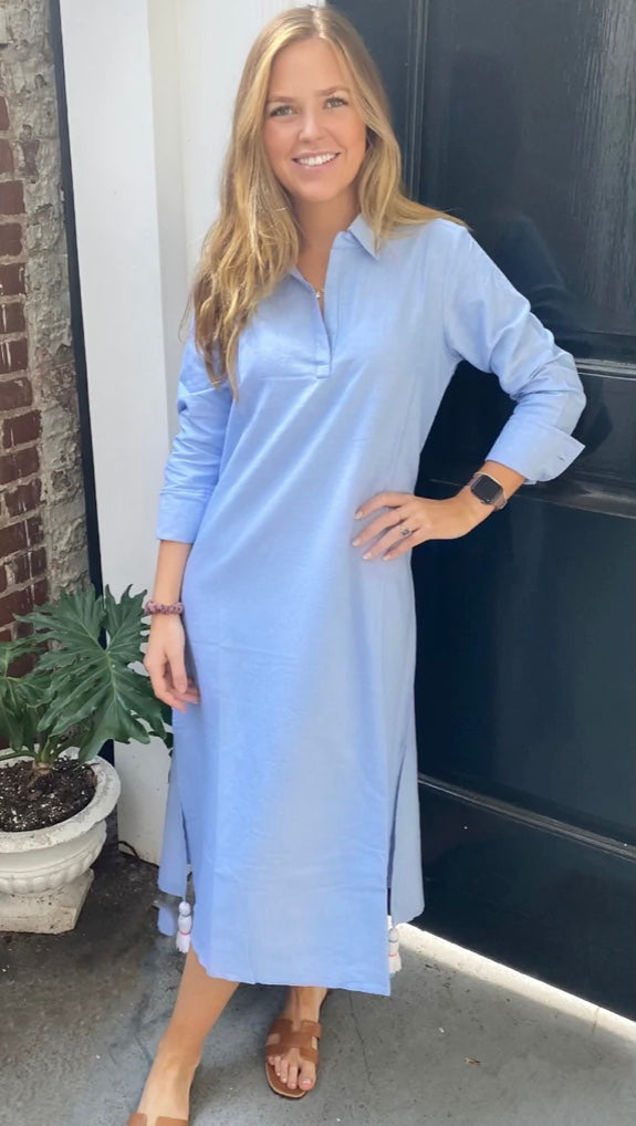 Madison Mathews | Darren Midi Dress w/ Tassel Hem
