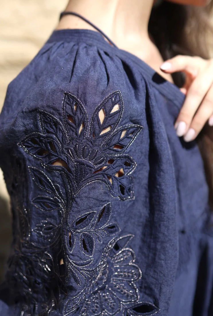 Scarlett Poppies | SAMANTHA - THE EMBROIDERY AND SMOCK DECO LINEN DRESS