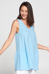 Pure Match | V-Neck Sleeveless Side Ruffle Hem Tunic Top( PLT2178 )