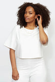 Ripley Rader | White Ponte Knit Short Sleeve Top